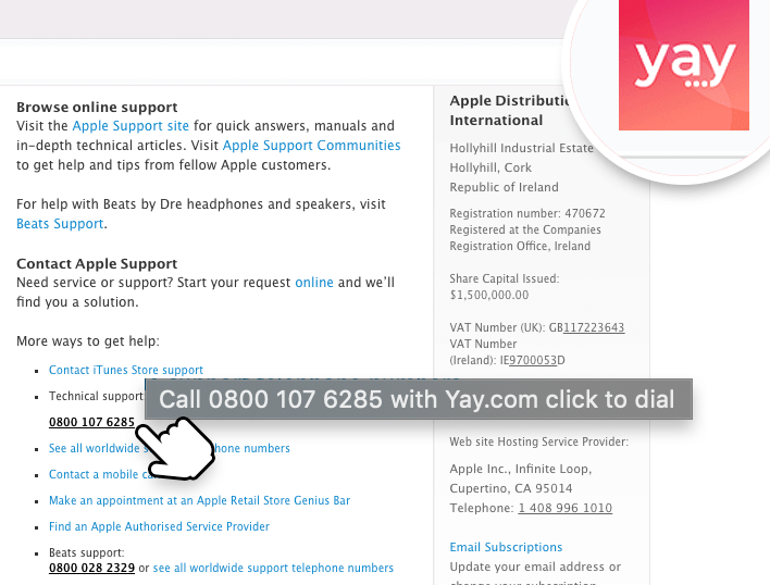 Google Chrome Click-to-Dial integration for the Yay.com business phone system