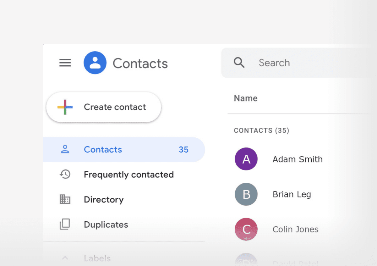 Image of Google Contacts app